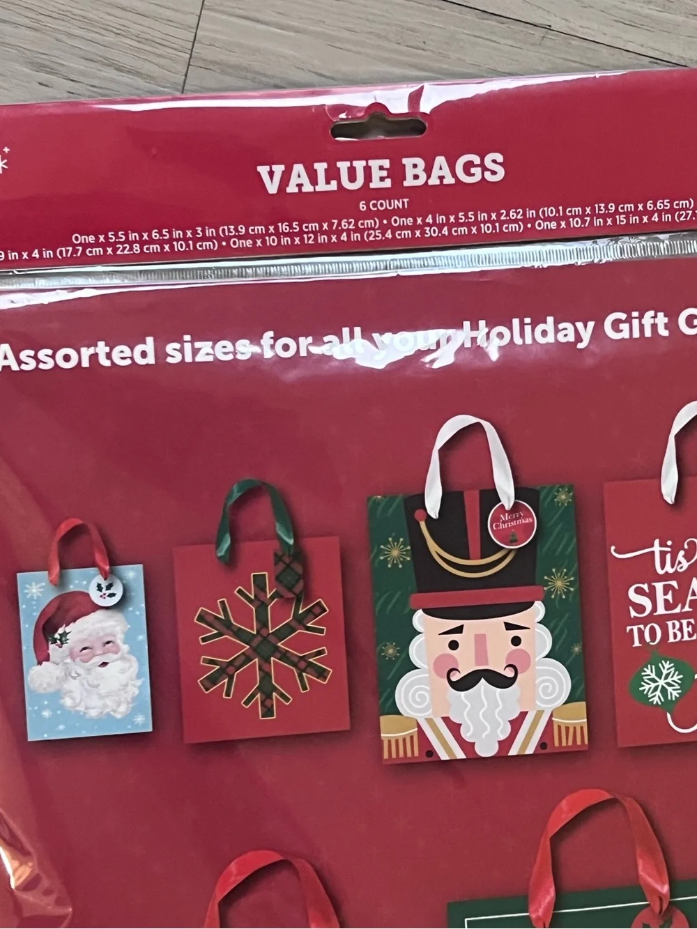 Set of 2 Holiday Style Christmas Gift Bag Value Packs 12 Bags Assorted Sizes NEW